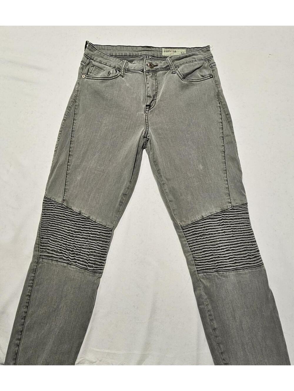Pistola‎ Grey Moto Skinny Jeans Ribbed Knee Panel Denim 30 Grunge Utility Skater